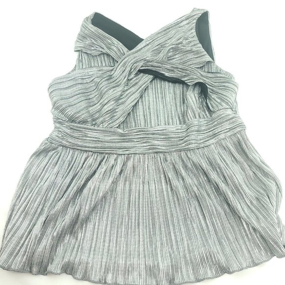 Lane Bryant Womens Gray Sleeveless V Neck Criss Cross Blouse Top Size 14/16 - Picture 2 of 13